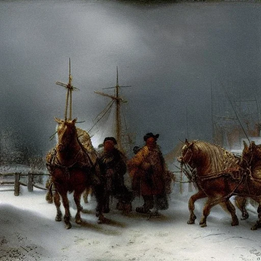 Rembrandt Snowstorm glowing lights