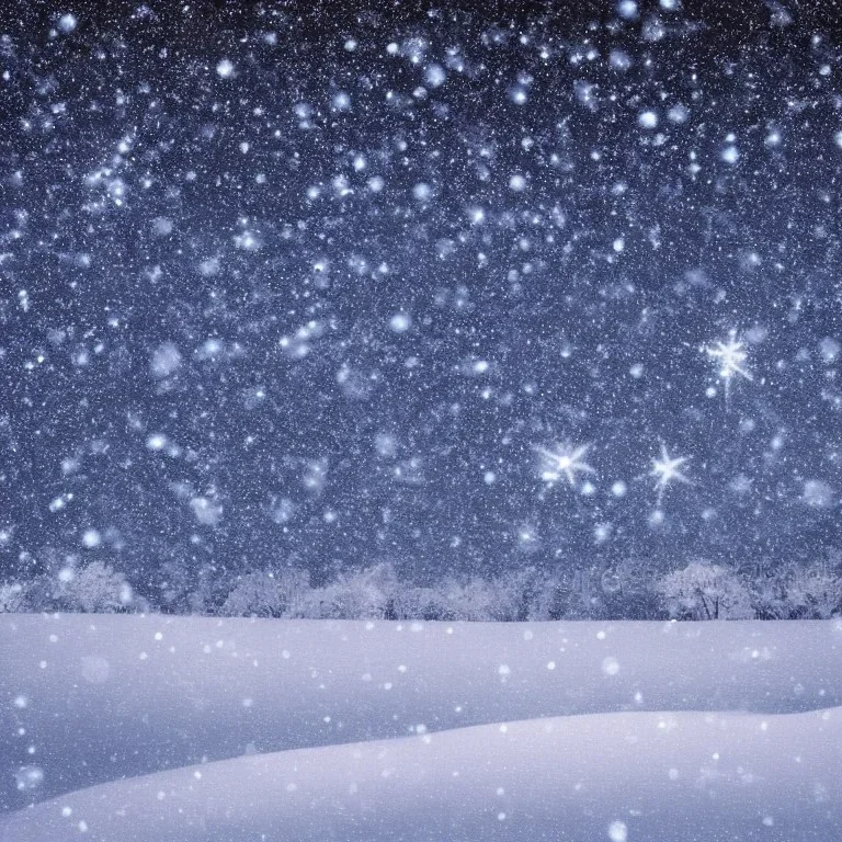 winter landscape, crystal, stars