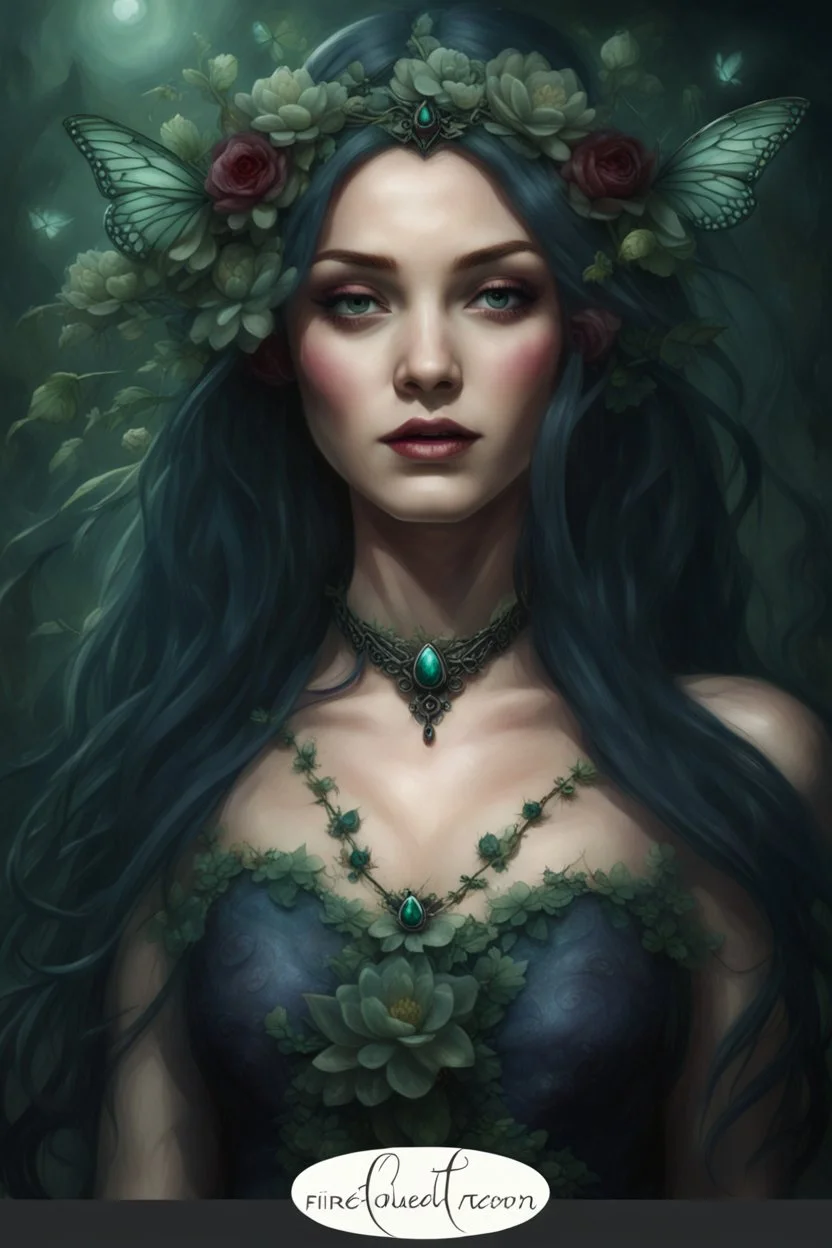 Dark burgundy red hair, elven crown, roses emerald, Water lilies, long hair,lotus ,night, Fairy princess rapunzel hair ,queen crown, dragonflies fireflies ,elven tiara ,flowers, fairy wings, gothic, red ,fairy crown,butterflies