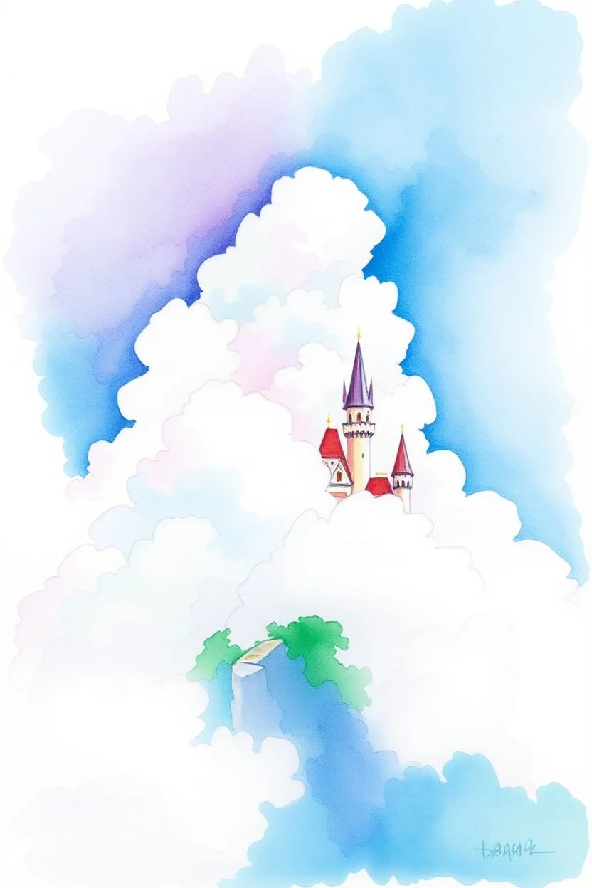 SKETCH WATERCOLOR PASTEL COLOURS - “The Cloud Castle”