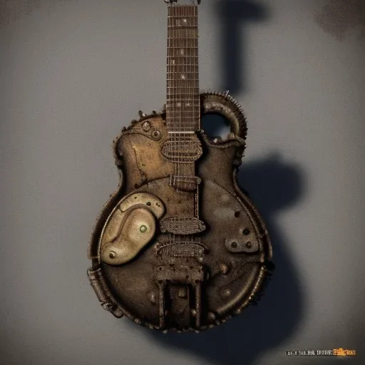 Steampunk GUITAR, hyper realistic