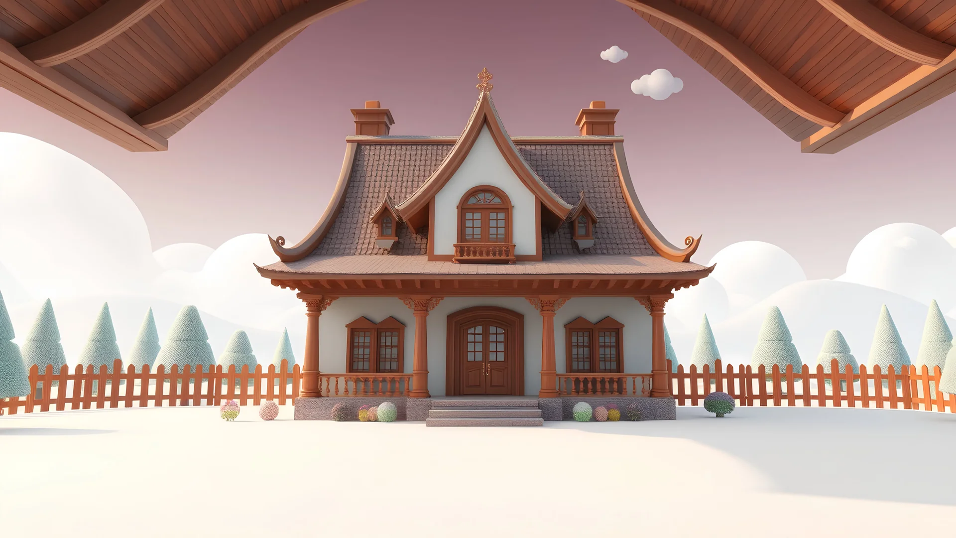 In the middle of the village was a big mansion where a prosperous family lived 3d animation