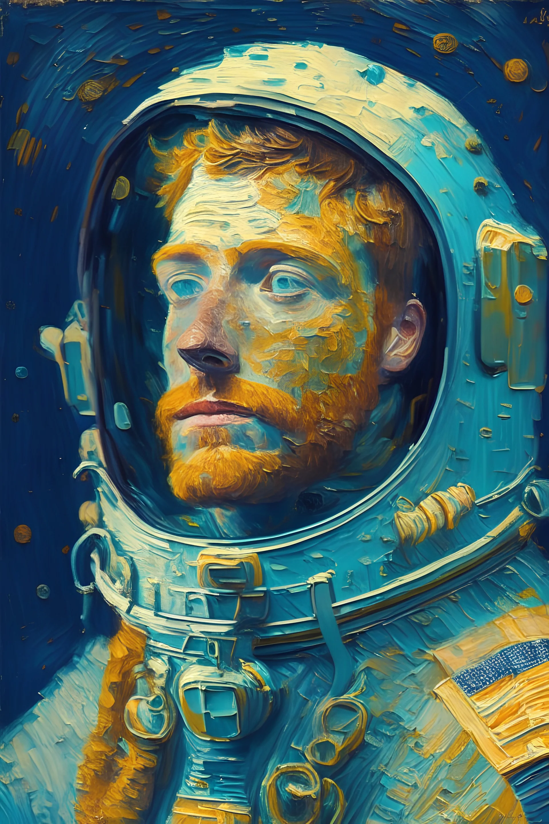 Portrait of an astronaut in the style of van Gogh