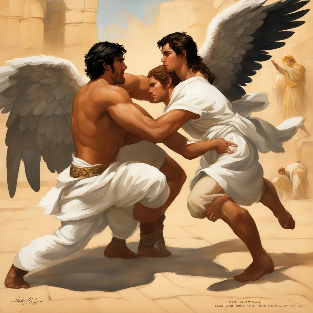[poster by David Klein] Jacob wrestling with angel