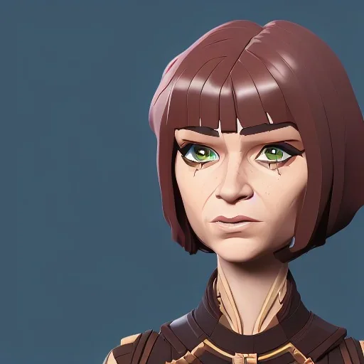 anna wintour with dark brown hair, blue eyes, happy, lego, steampunk