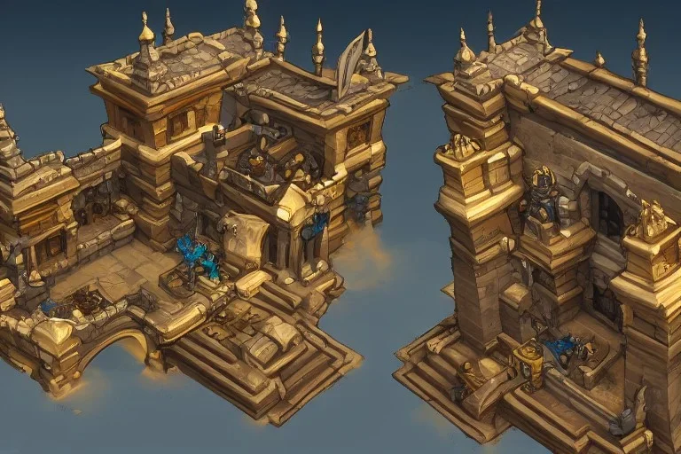 Torchlight 2 architecture made of stone and gold concept in overwatch