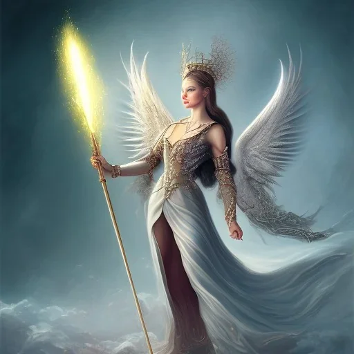 Queen Angel holding magic stick in war