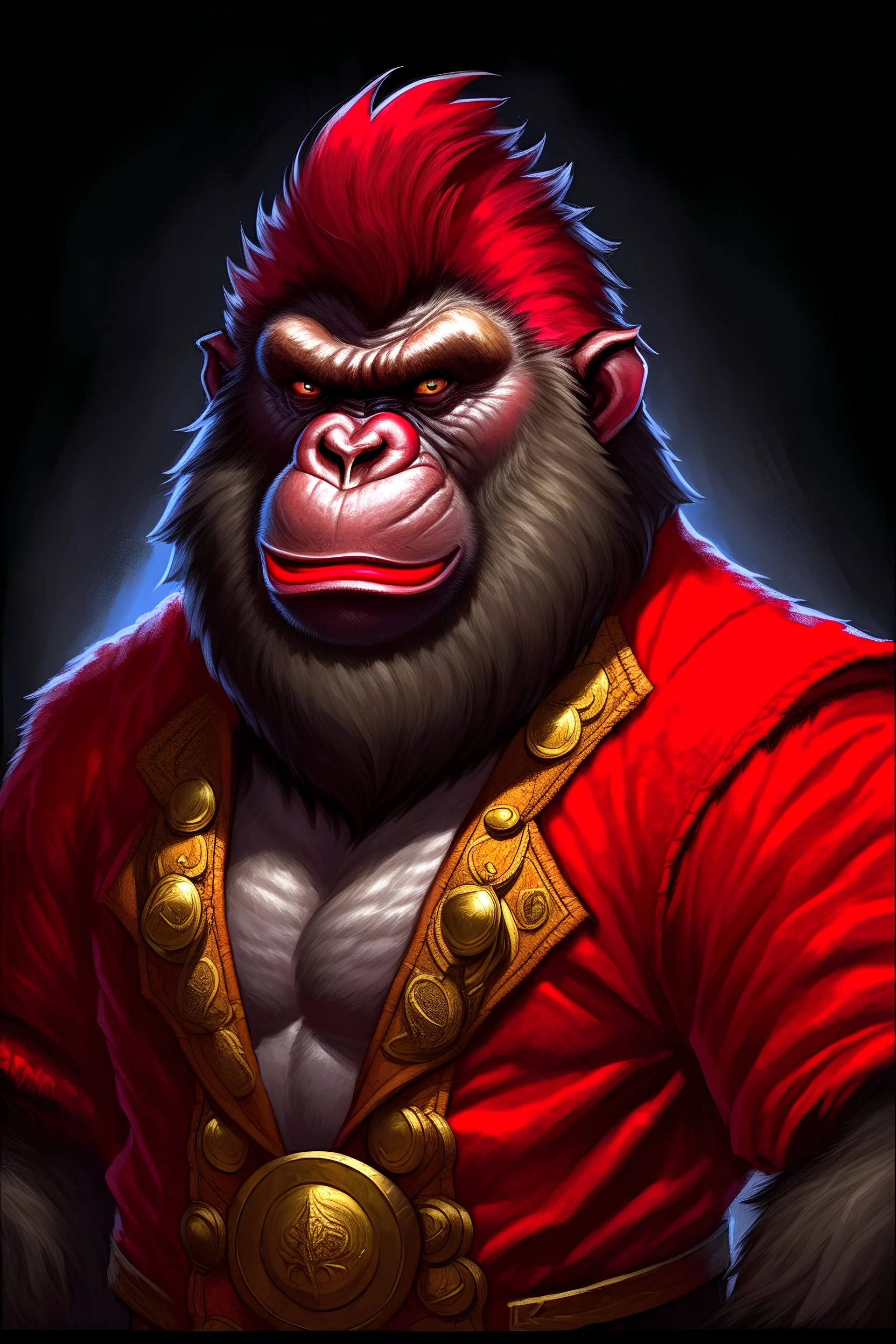 Gorilla-folk pirate portrait dungeons and dragons