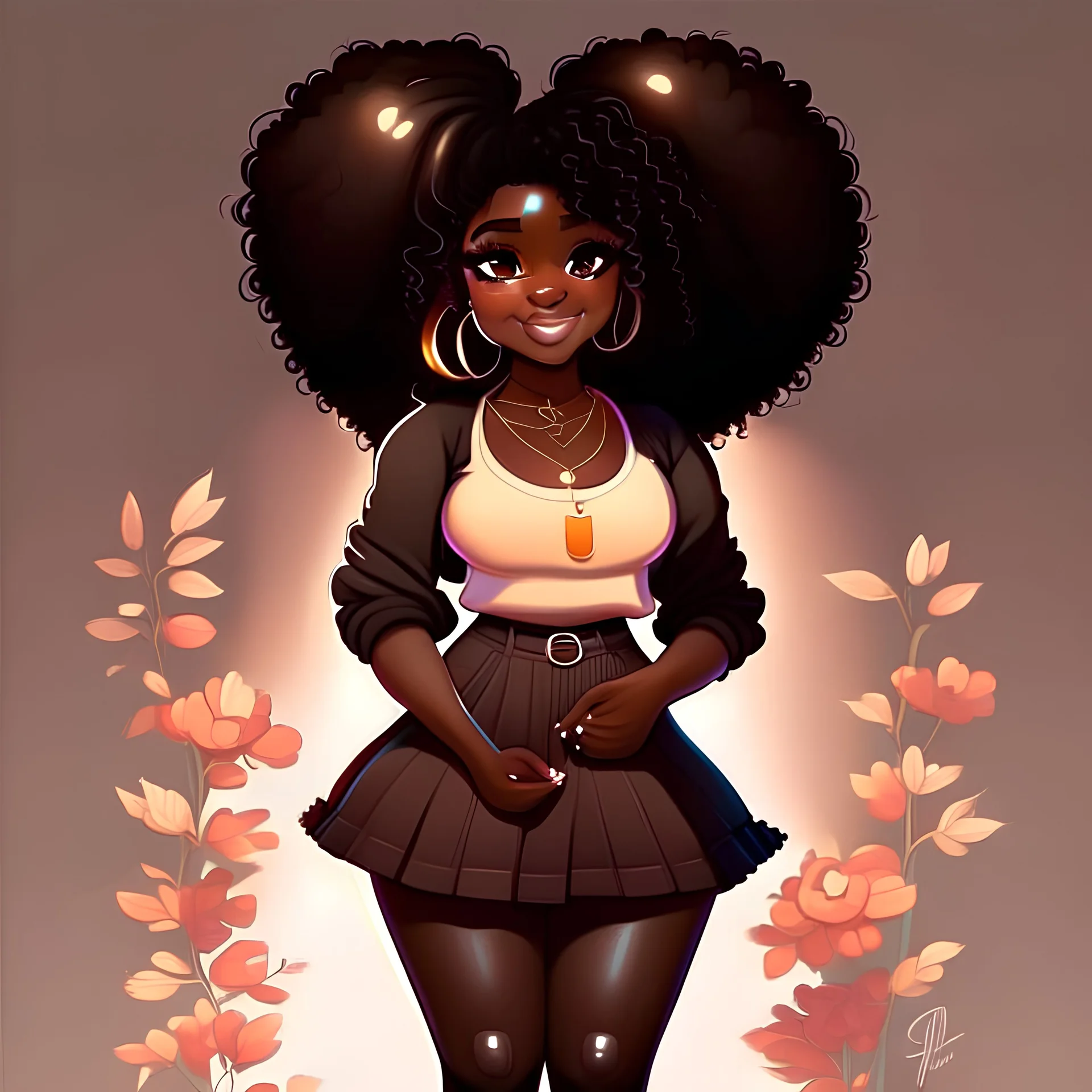 black cute chubby girl art fullbody