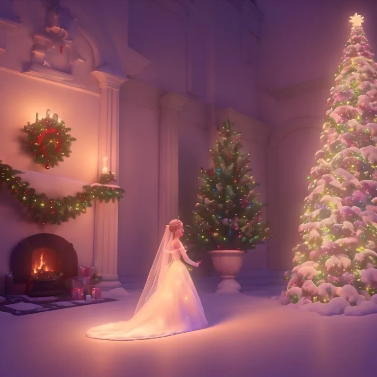 christmas ambience, bridal model, cinema 4d, octane render, high detail