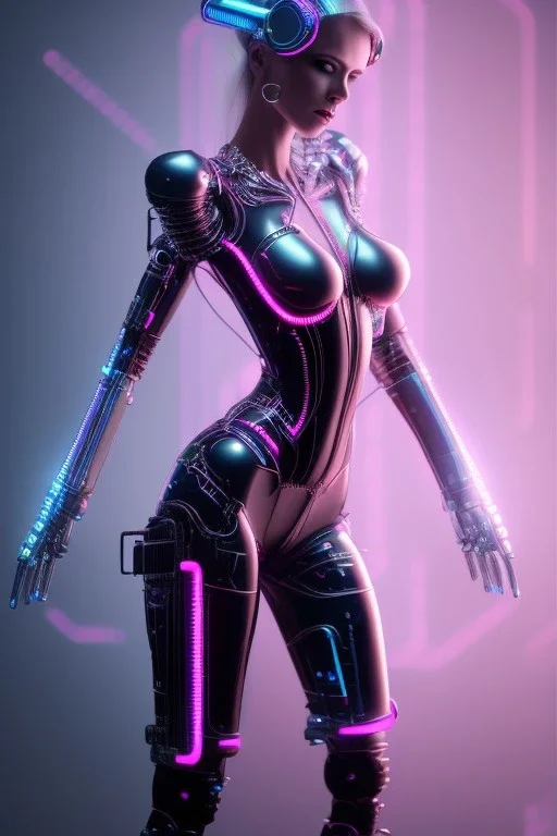 cyberpunk, pink latex body, women, body portrai, big boobs, highlight eyes perfect, skin, tron, cyborg, perfekt sexy, real, dream, hr giger