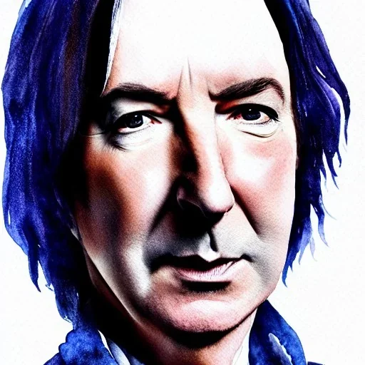 high-quality, fine-detail close-up watercolor of Alan Rickman as Severus Snape, portrait, young, stunning, beautiful, 8k resolution, intricate, digital art, detailed matte painting, photorealistic, volumetric lighting, Rafael Augusto, Juan Francisco Casas, Anne Dittman, Anne Stokes, greg rutowski,