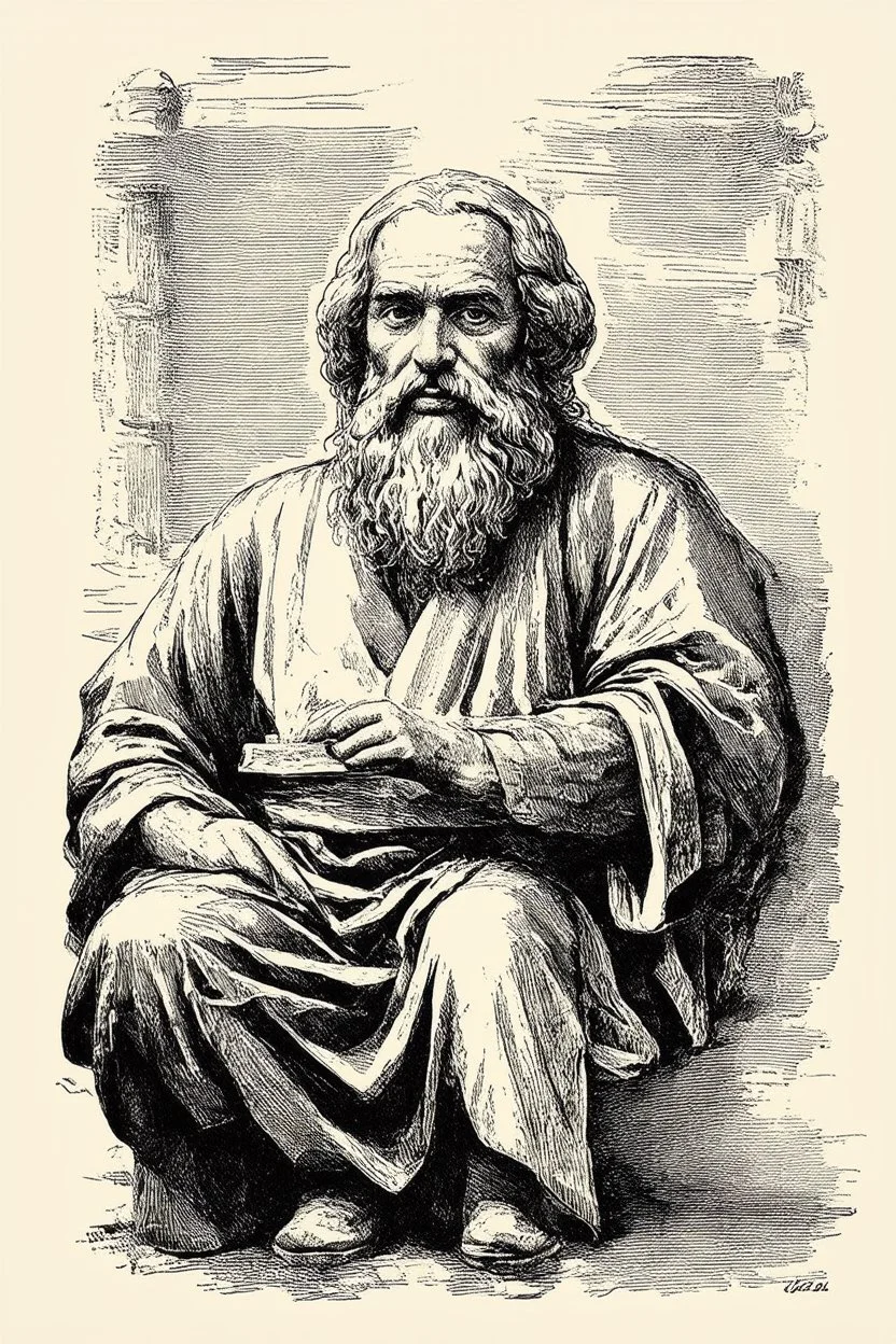 sketch black and white old greek philosopher school learning with socrates