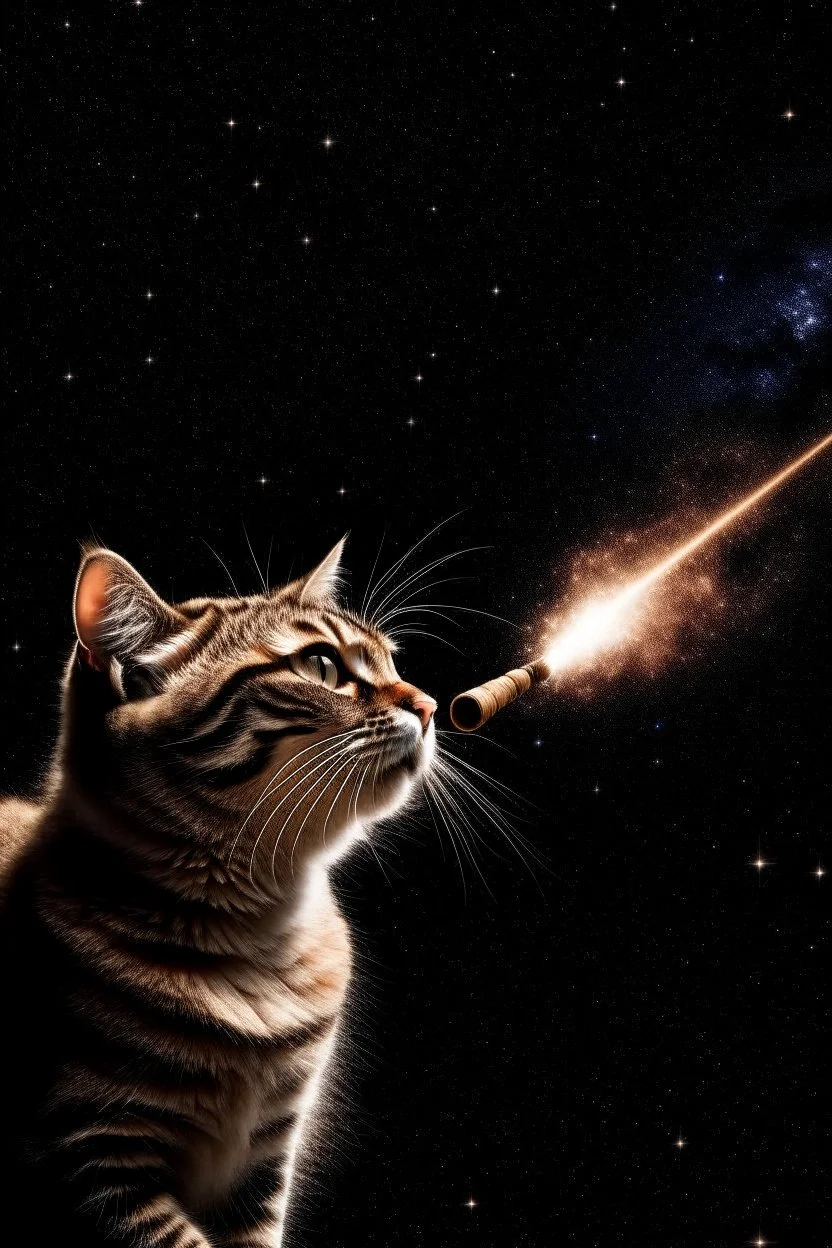 A cat shooting into outerspace