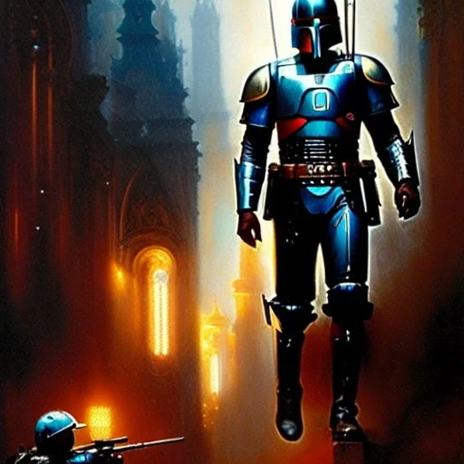 Jango Fett helmet, ancient metal helmet ,painting by gaston bussiere, greg rutkowski, yoji shinkawa, yoshitaka amano, tsutomu nihei, donato giancola, tim hildebrandt, cinematic composition, extreme detail,fit full head inside picture, soft and smooth colors