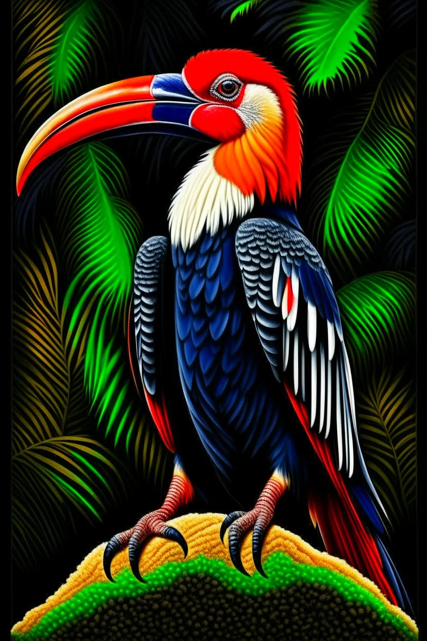 hornbill bird full body, digital art, photo, illustration, digital painting,oil painting, smooth, sharp focus, highly detailed, real bird, Bucerotidae