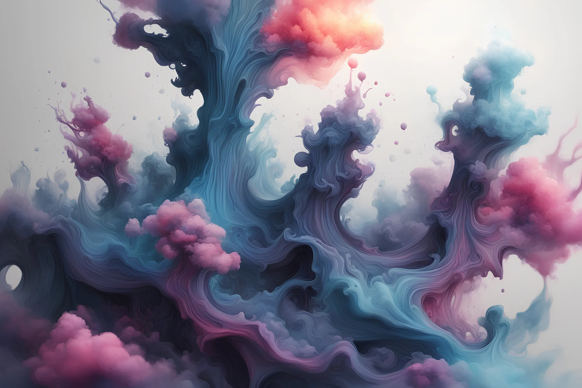 对色彩和水墨画的正确诠释。 4K 3D 美丽的 幻想 水墨画 ，立体，高清，景深，清晰