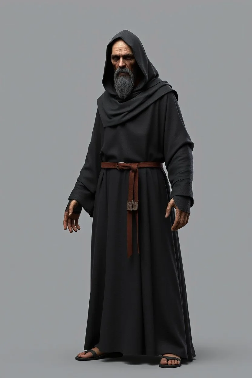 russian monk for a horror , silent hill style, 3d model, t-pose, full length