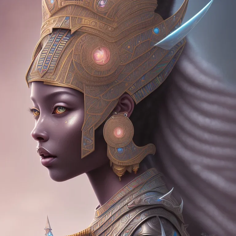 sango fantasy, fantasy magic, intricate, sharp focus, illustration, highly detailed, digital painting, concept art, matte, masterpiece head sexy Indonisian beauty black afro hair earth lady silver tiger head Egyptian princess pyramid