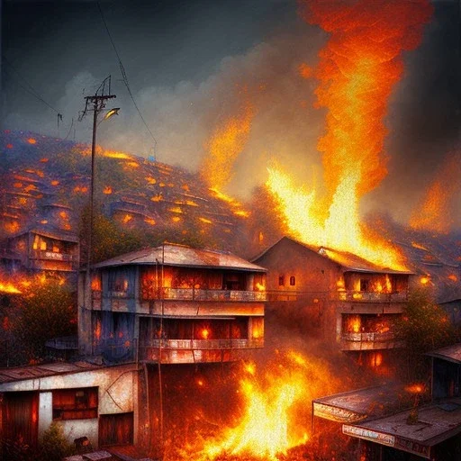 Favela, fire, burning