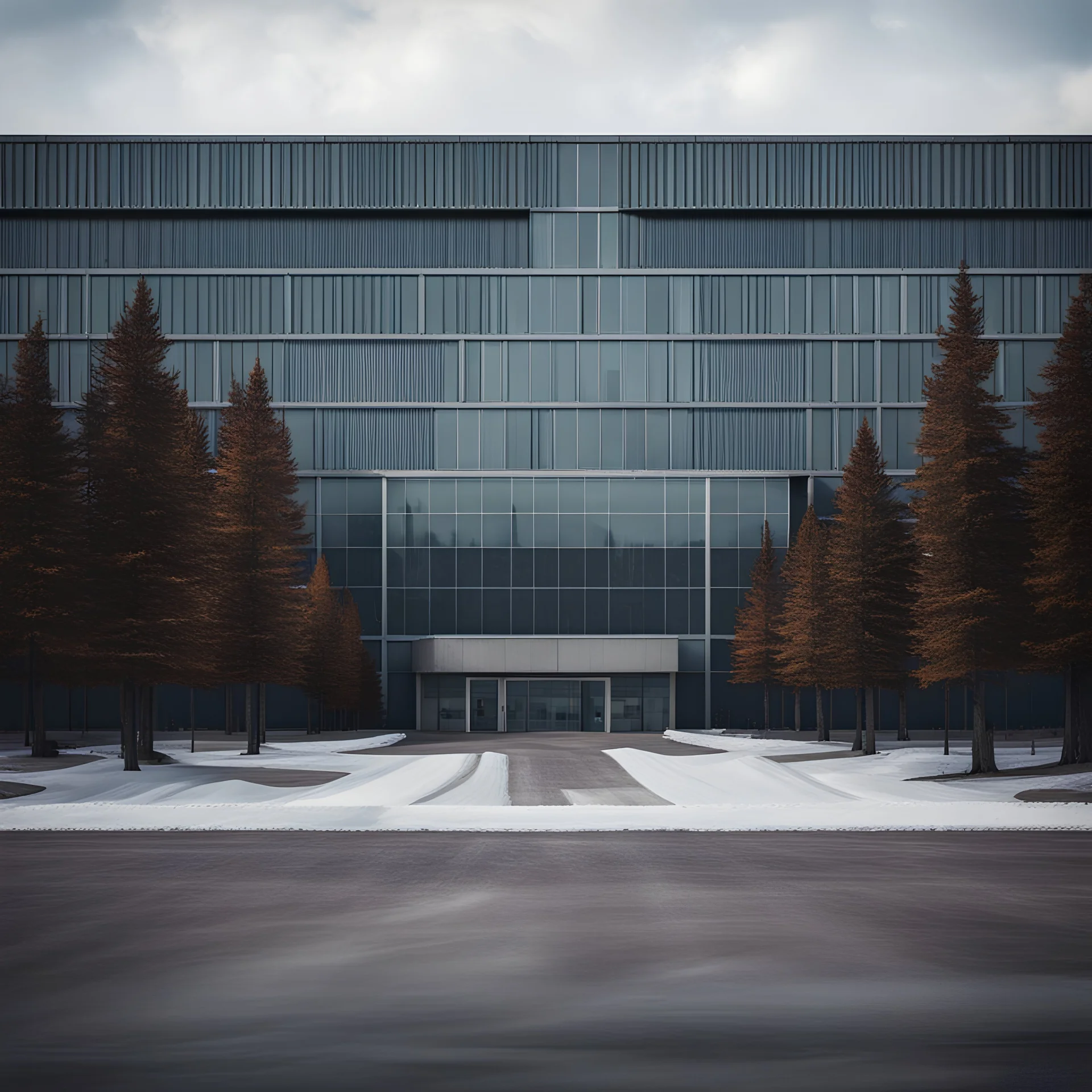 the outside of a dystopian canadian military cyber school