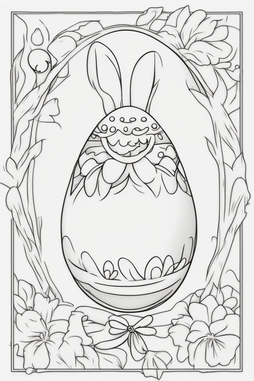 easy easter outline clear egg coloring book for toddlers with no background