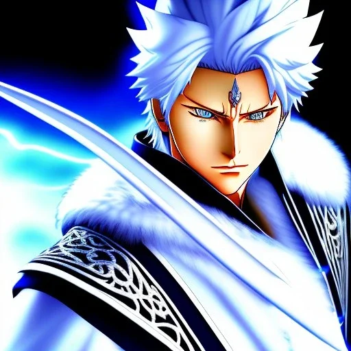 "Toushirou Hitsugaya, Bleach, full body 8K resolution resolution of Tite Kubo, arts station, head view, anime style."