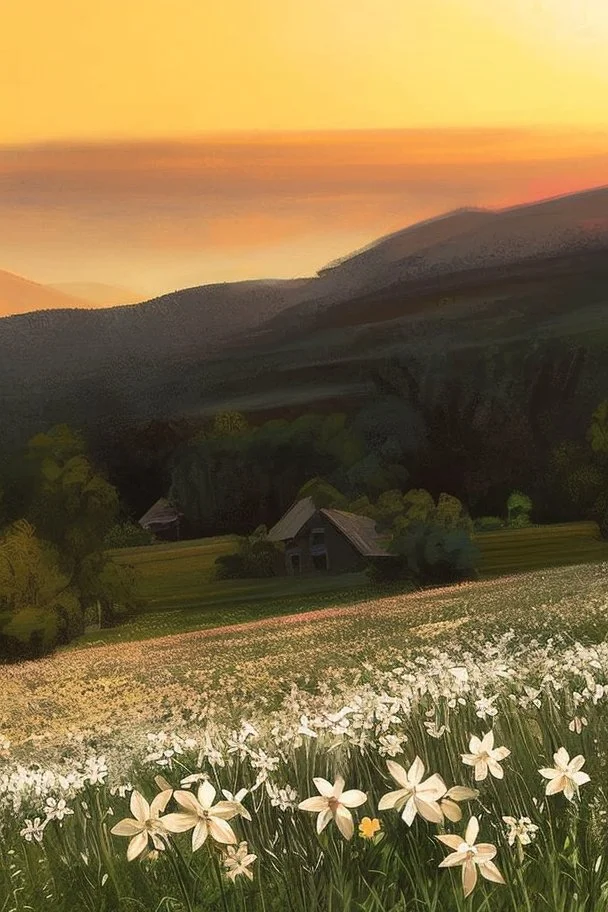 A beautiful classical painting of a field