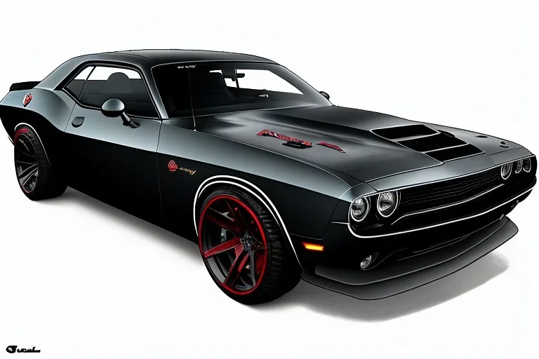 Full shot sketch of dodge challenger hellcat