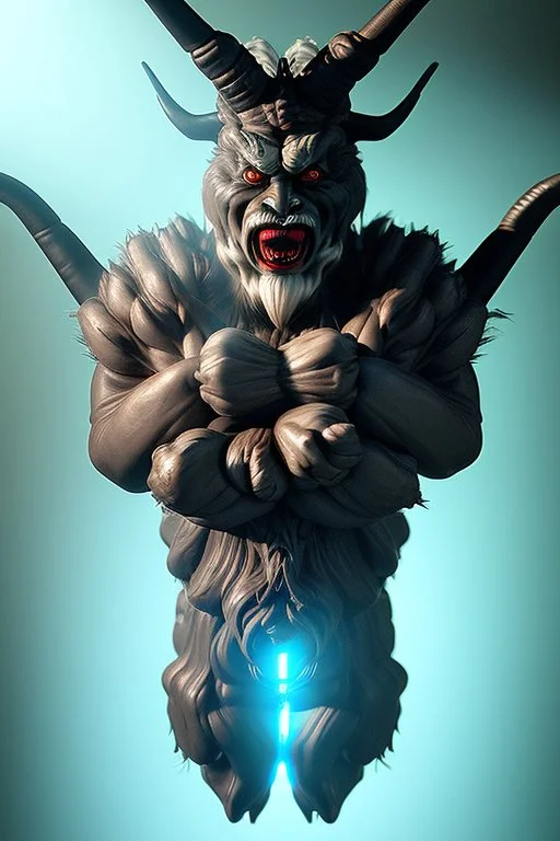 Krampus,high definition, ultra 8 k, volumetric lighting, blue fire