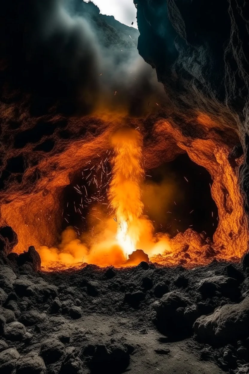 fire explosion in side a cave