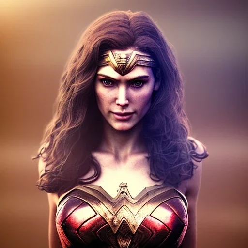 analog style, Celtic goddes, portrait, simmetric eyes, war ambient,queen, wonder woman wearing outfit, ultra realistic photo