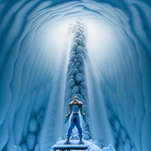 icicle mountain tunnel, portrait of dhalsim tumbling before diving into underground pool of ice, frost smoke, Menzoberranzan,4k, Highly Detailed, perfect eyes, Digital Illustration, Cinematic Lighting, Realistic, Sharp Focus, Centered, Beautifully Lit, Bioluminescent by Stanley Artgerm Lau