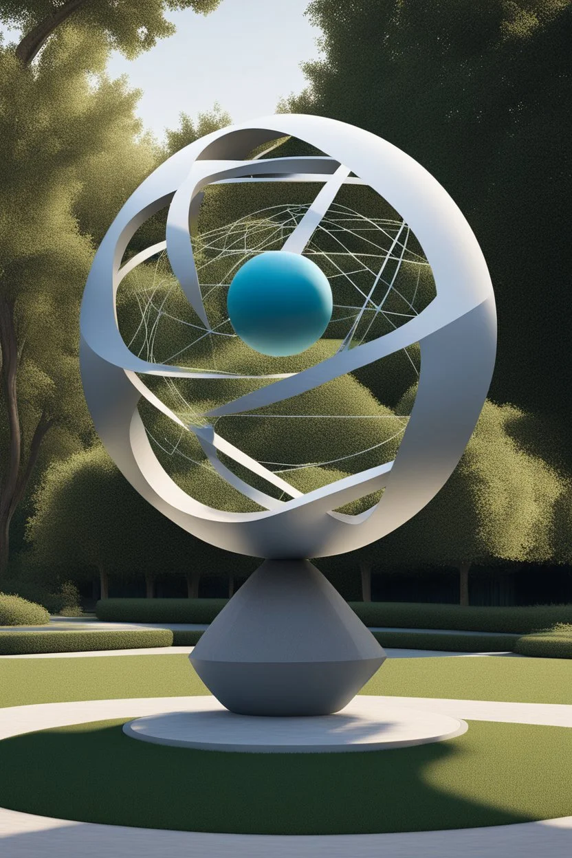 оформление территории со статуей шара виде атома/молекула. Сделать поверхность шара похожей на модель атома или молекулы, используя геометрические формы, светящиеся элементы или проекцию. . Для этого можно использовать различные геометрические формы, такие как круги, треугольники, шестиугольники и т. д., чтобы создать абстрактное изображение структуры атома или молекулы. Кроме того, возможно использование светящихся элементов, чтобы придать статуе особую магическую атмосферу и привлечь внимание