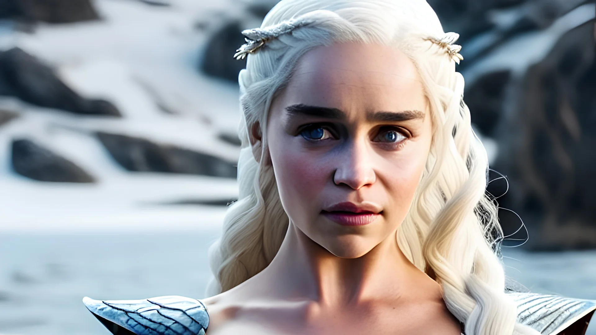 whole body image of beautiful 20 year-old Emilia Clarke as Daenerys Targaryen from Game of Thrones, HD 4K, sharp detail, photorealistic accurate face and features, cinematic lighting