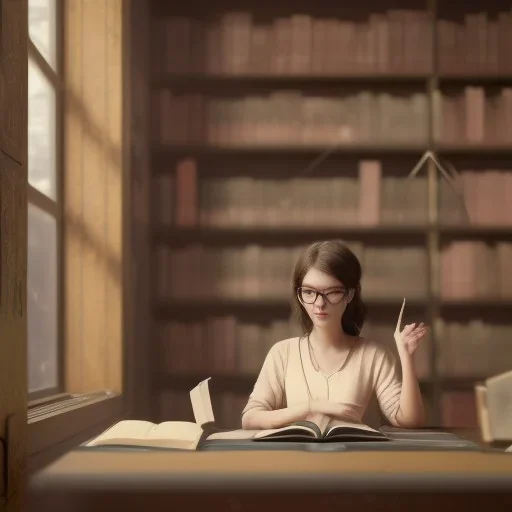 studying girl in library, ultra detail, curl hair, realistic photo unreal engine, cinematic lighting --ar 1:1 creative