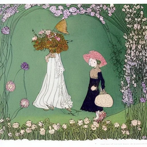 ida rentoul outhwaite castle with flowers