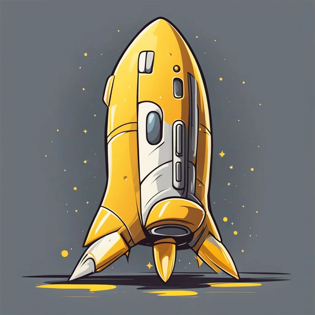 yellow rocket cartoon stylized