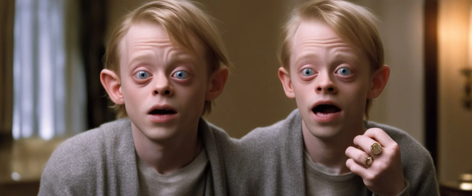 Macaulay Culkin looks like gollum in home alone, he finds the ring to rule them all