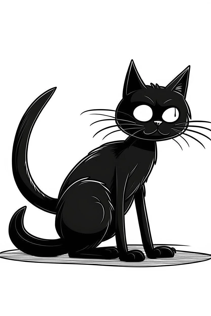 black thin cat cartoon dead