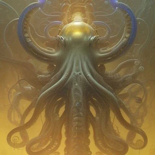 biomorphic octopus morphed with electronic wiring and mixed with lighting, Nanopunk and Biopunk with cyberpunk look,golden hour,MTG,digital painting, wonderful ambient colors, art by Jarosław Jaśnikowski mixed with Sheila Martin mixed with Fletch mixed with Frank Sun mixed with Anna Dittmann mixed with Alena Aenami.