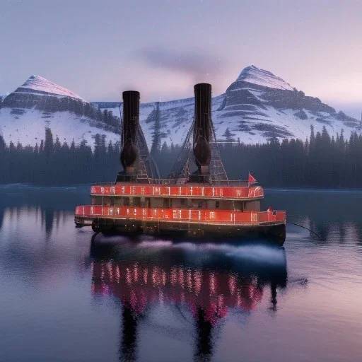 Sternwheeler steamboat winter alaska