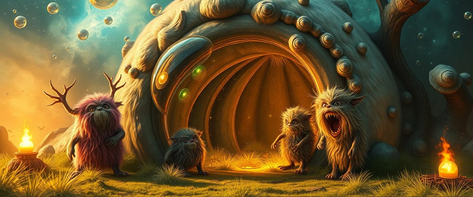 enter the strangest bubble doorway to weird dimension and its heavenly furry messed up creatures