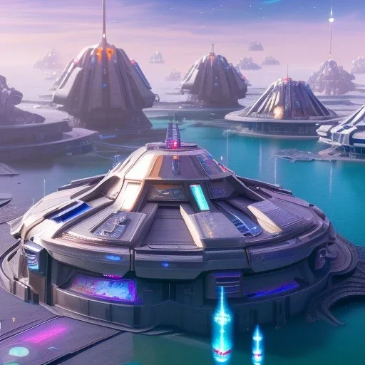 spaceport with transparent bridges, galactic environment and background with multicolored crystals, full of details, smooth, bright sunshine，soft light atmosphere, light effect，vaporwave colorful, concept art, smooth, extremely sharp detail, finely tuned detail, ultra high definition, 8 k, unreal engine 5, ultra sharp focus