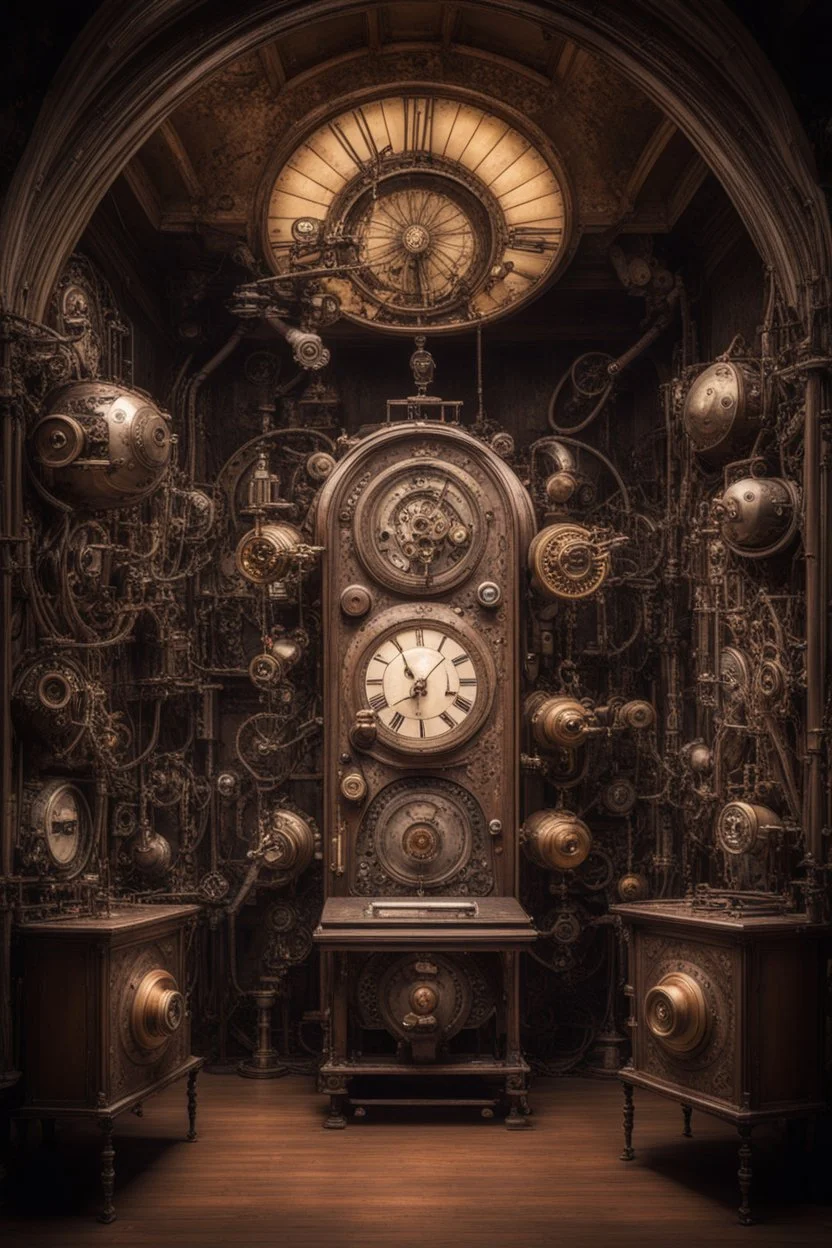 Комната, в которой он оказался, не была похожа ни на что из того, что он когда-либо видел – странное сочетание стим-панка и барокко, со странными механическими звуками и машинами вокруг