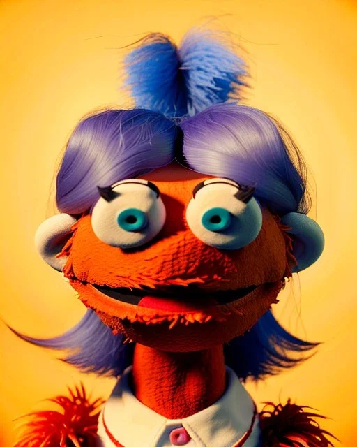 Portrait, hybrid character, waitress woman with monster muppet mask that covers her entire head, retro style, Sesame Street style, smooth, unreal engine 5, god lights, ray tracing, RTX, lumen lighting, ultra detail, volumetric lighting, 3d.