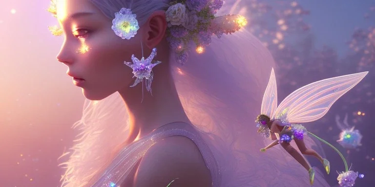 crystal subtle flower in a galactic ambiance beautiful fairy, transparent, delicate colors, in the foreground, full of details, smooth，soft light atmosphere, light effect，vaporwave colorful, concept art, smooth, extremely sharp detail, finely tuned detail, ultra high definition, 8 k, unreal engine 5, ultra sharp focus