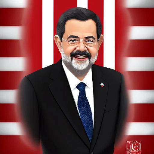 Retrato chibi gráfica vectorial full body de Luis Ignacio Lula da Silva presidente de Brasil, serio, calidad ultra, hiperdetallado, color blanco, y negro, full body