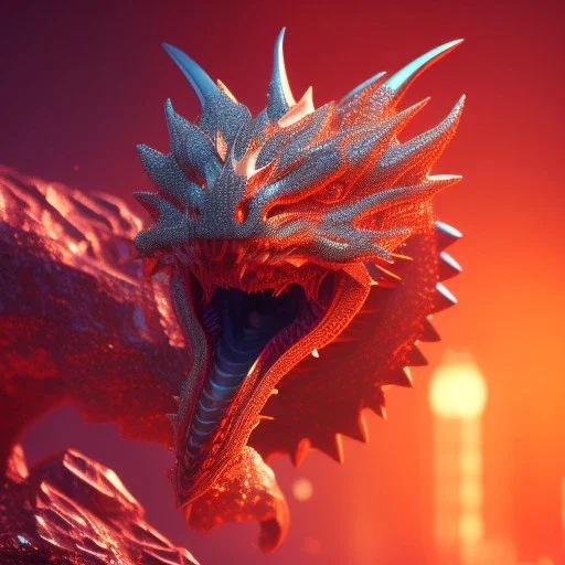 Ring dragon as diamond with red diamond eyes, sculpture, hyperphotorealistic,8k,HDR,macro lens, sharp focus, hyper detail, sparkle, unreal engine 5, neon lighting, masterpiece, hypermaximalist, intcrate detailed, elegant, hyper detailed, bokeh, studio lighting, jewelry art