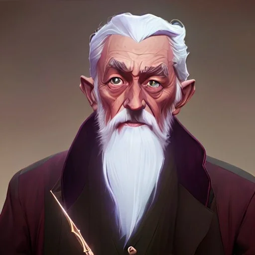 Portrait of a 90 year old warlock like Albus Dumbledore, Gandalf, Merlin, Sherlock Holmes and Mary Poppins